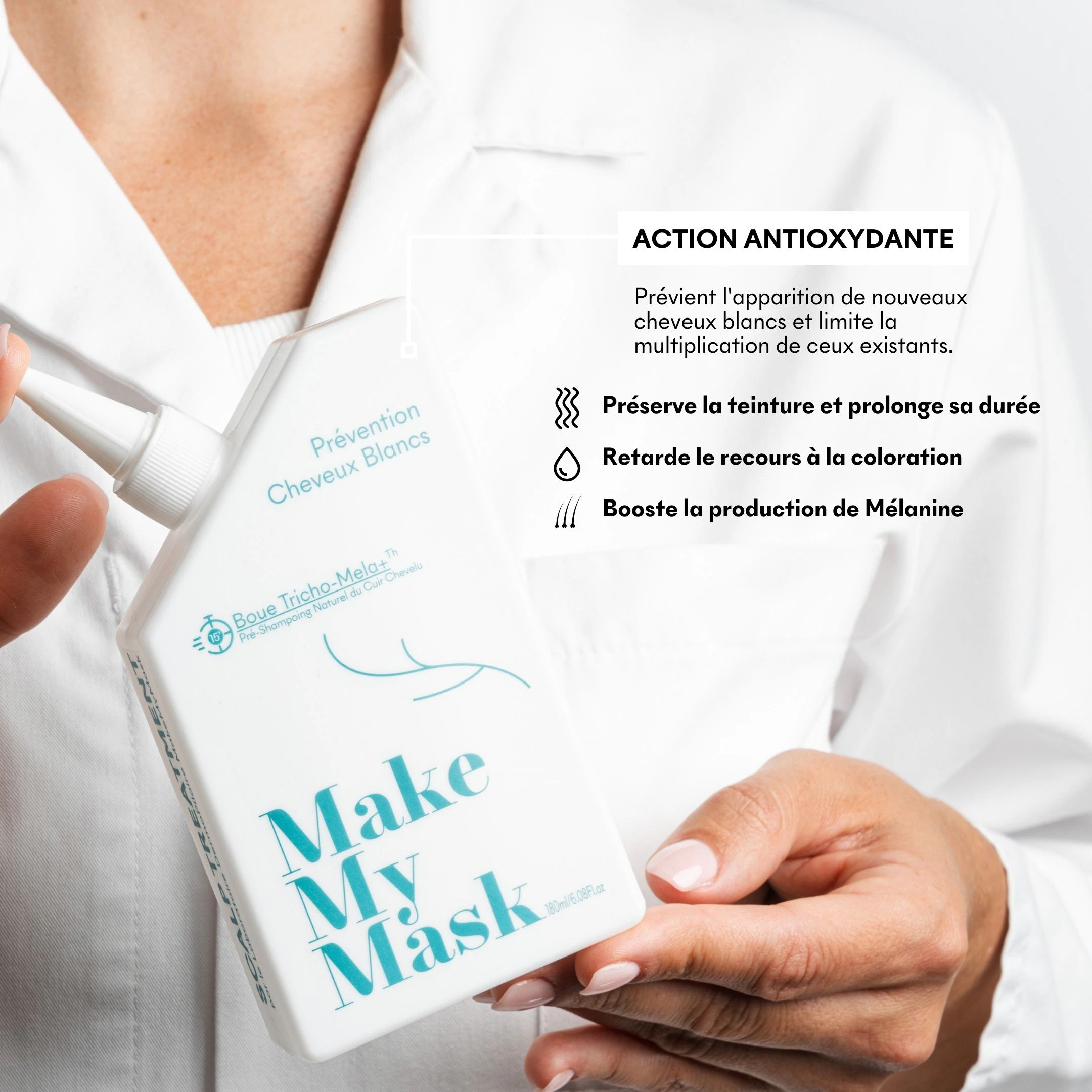 produit: Gommage Actif Anti-âge - 1ers Cheveux Blancs- Boue Tricho-mela+