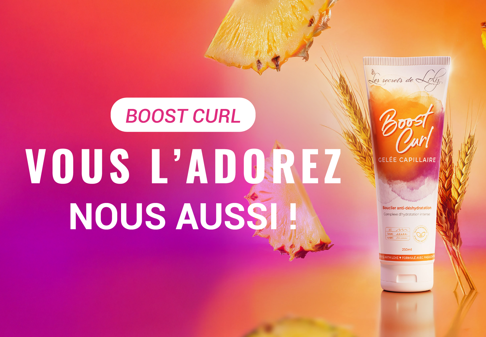 Image Boost Curl, le soin coiffant plébiscité pour révéler des boucles définies, hydratées et naturelles.